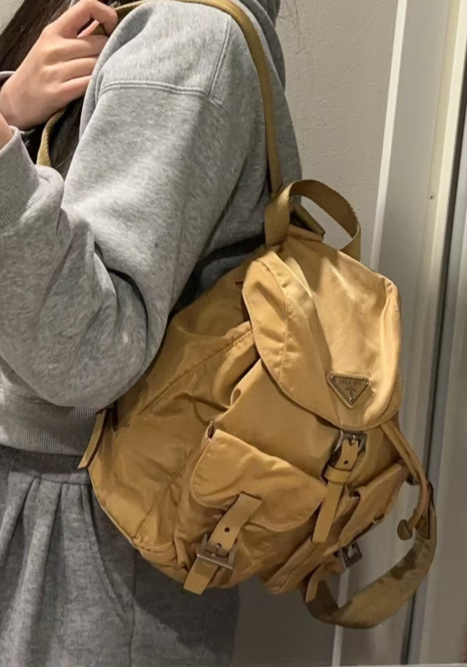 Prada vintage yellow backpack large