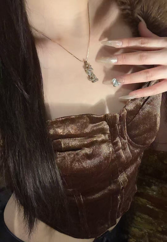 Yves saint Laurent rhinestone golden renaissance necklace