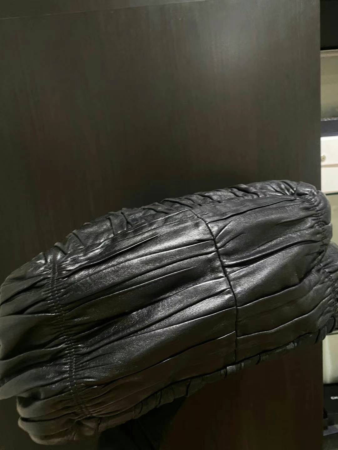 Prada black silver ruffle tote