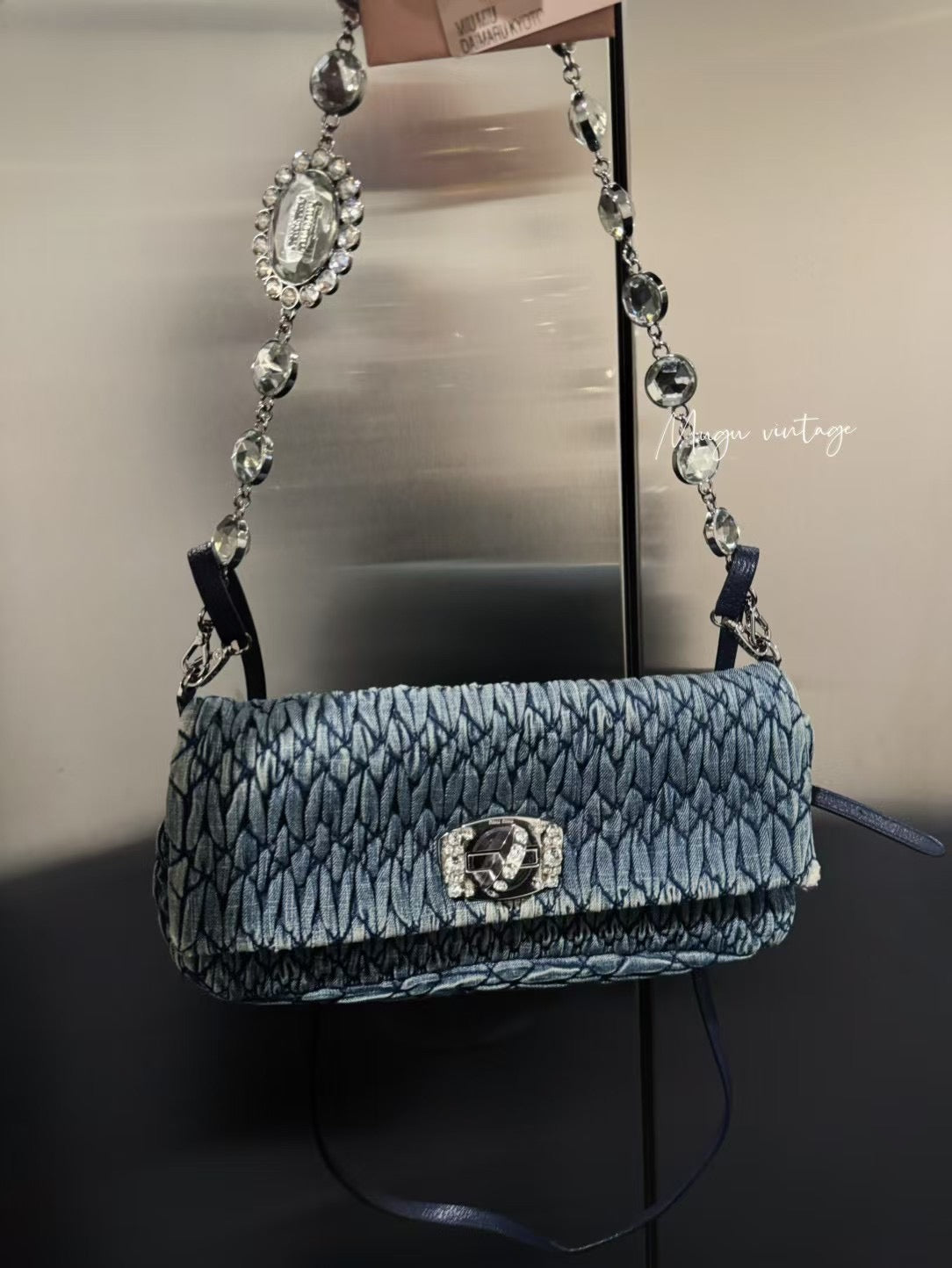 Miu Miu 2005 crystal denim bag