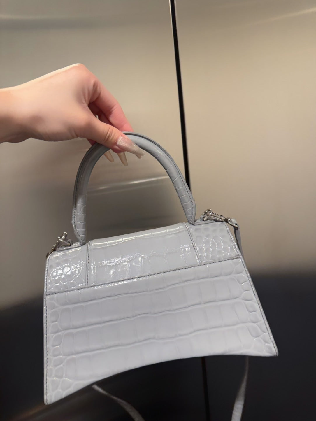 Balenciaga hourglass grey crocodile print
