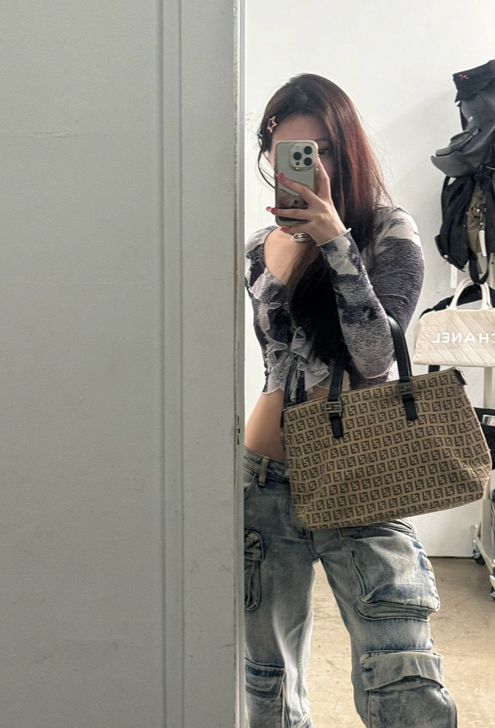 Fendi monogram beige tote