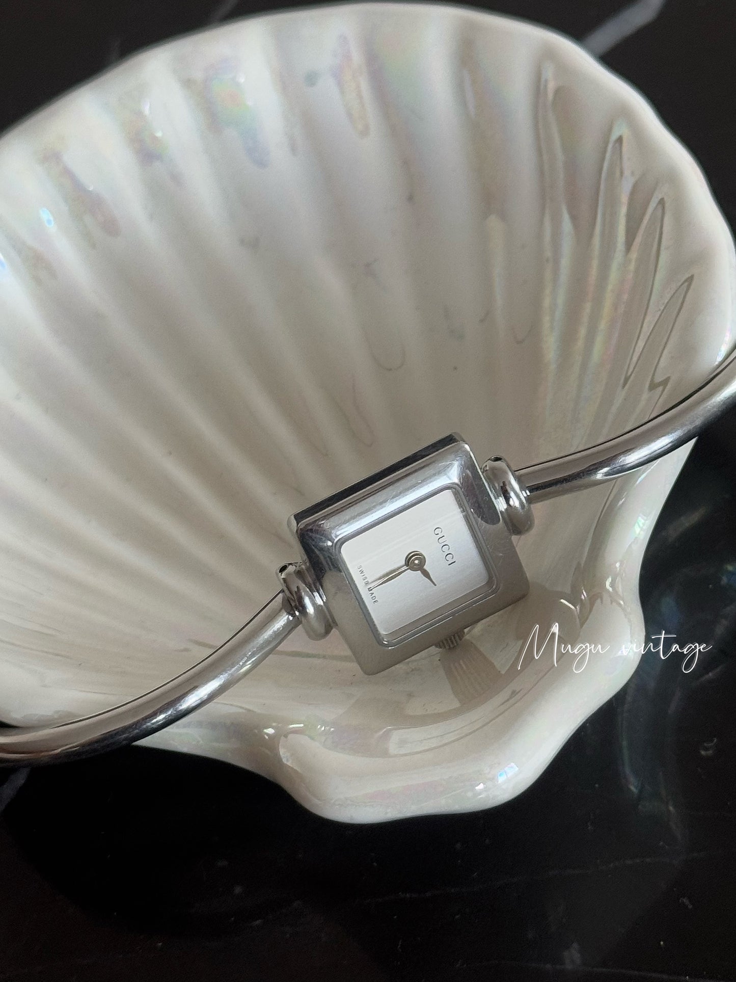 Gucci silver x white bangle watch