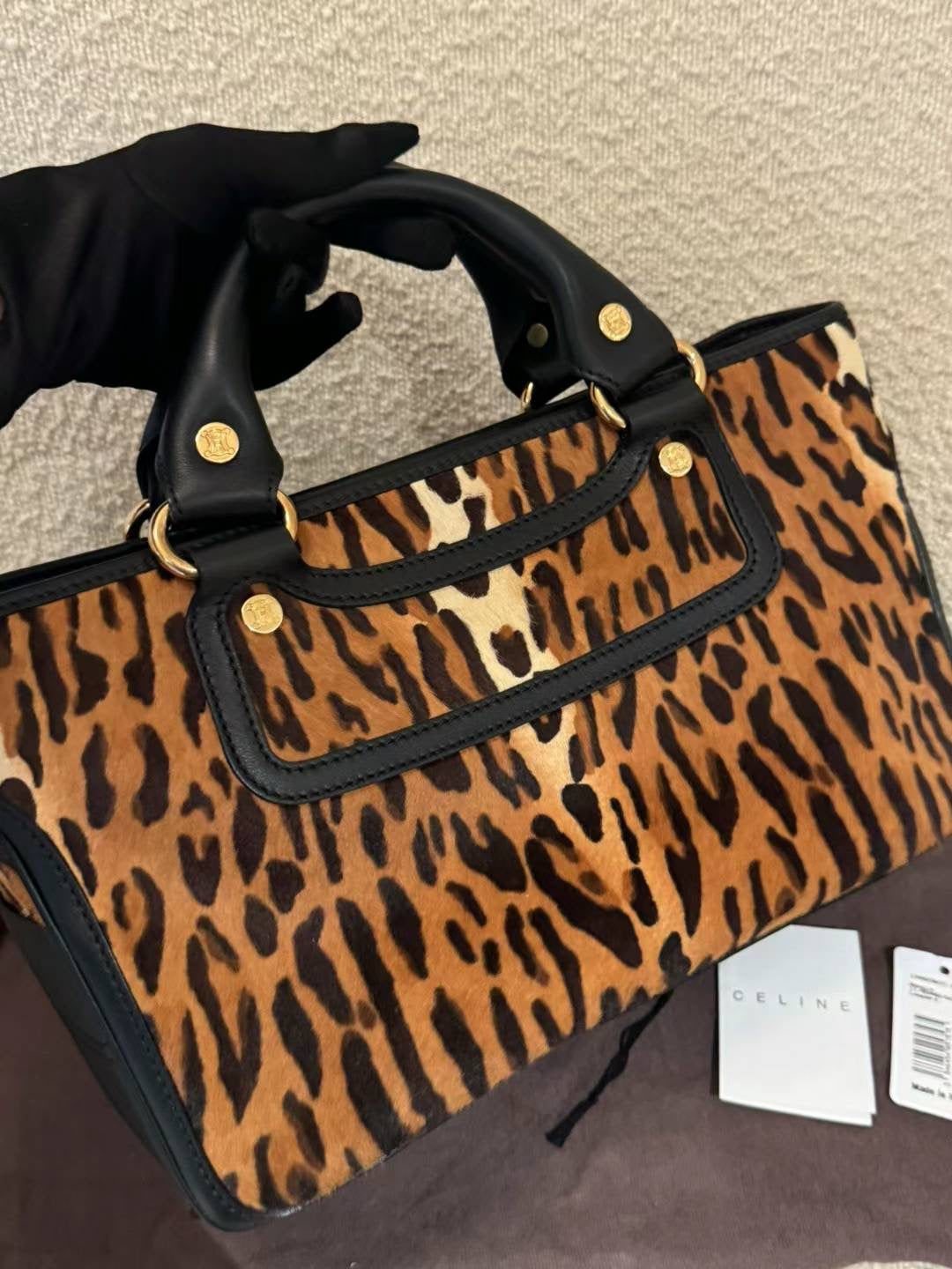 Celine mohair leopard print tote