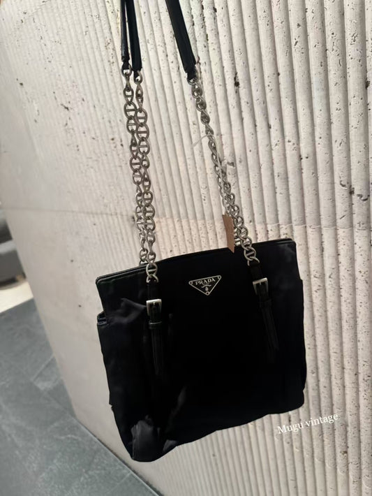Prada silver chain tote