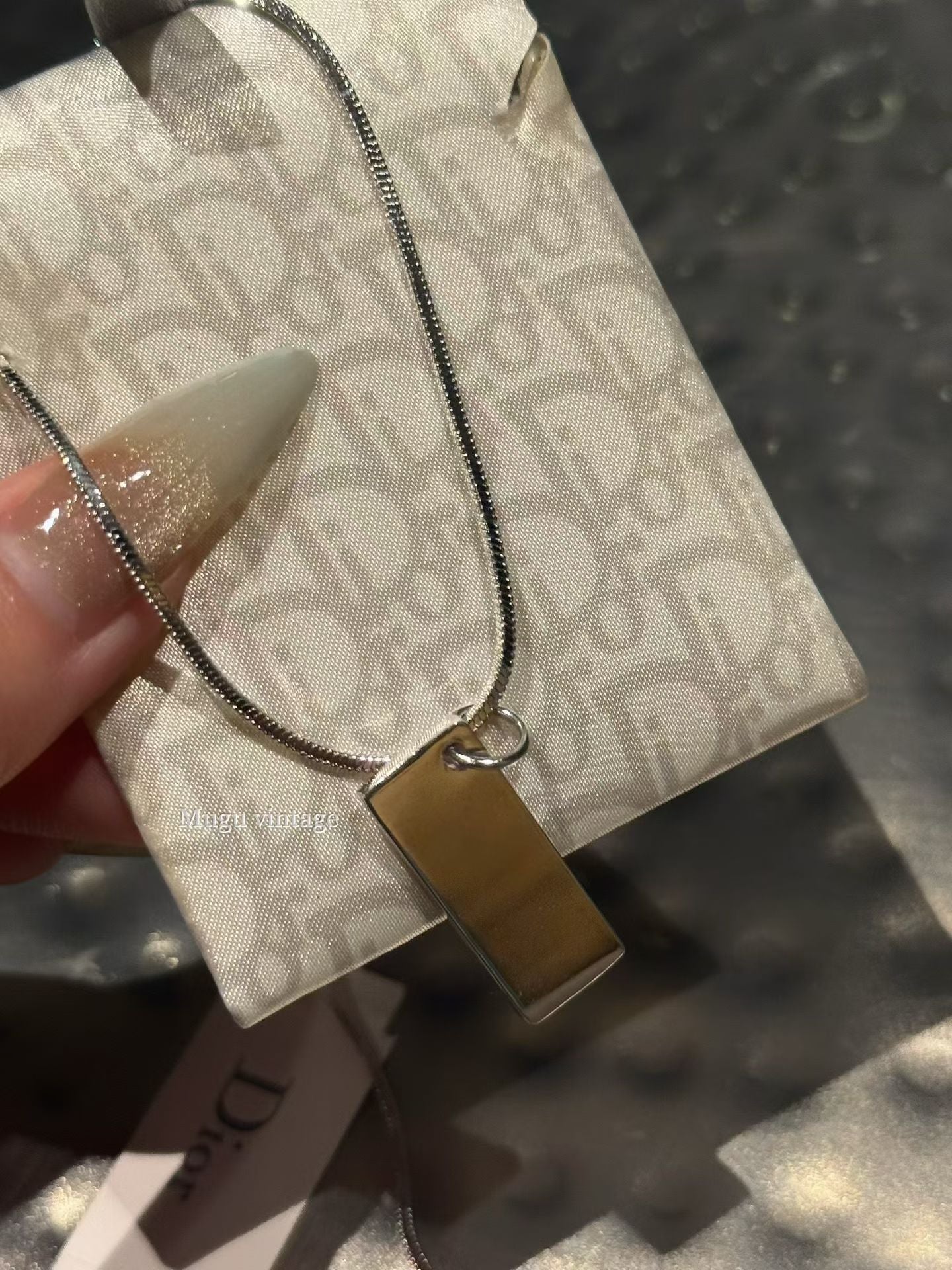 Christian Dior New with tag pink monogram 2 plated necklace