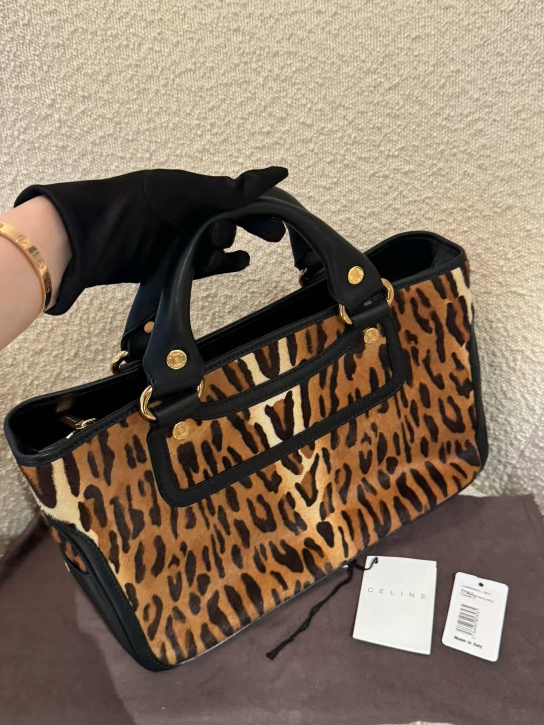 Celine mohair leopard print tote