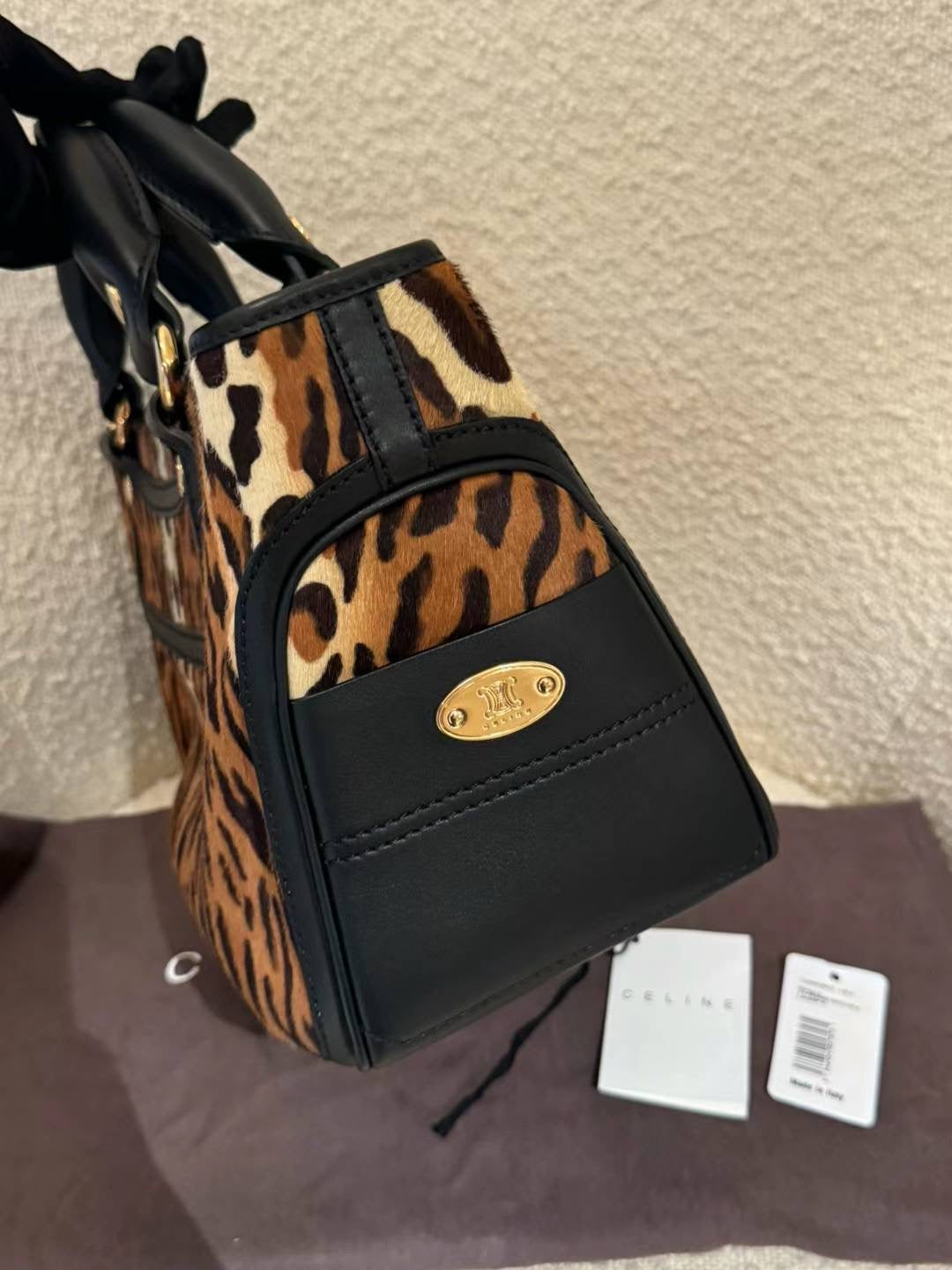 Celine mohair leopard print tote