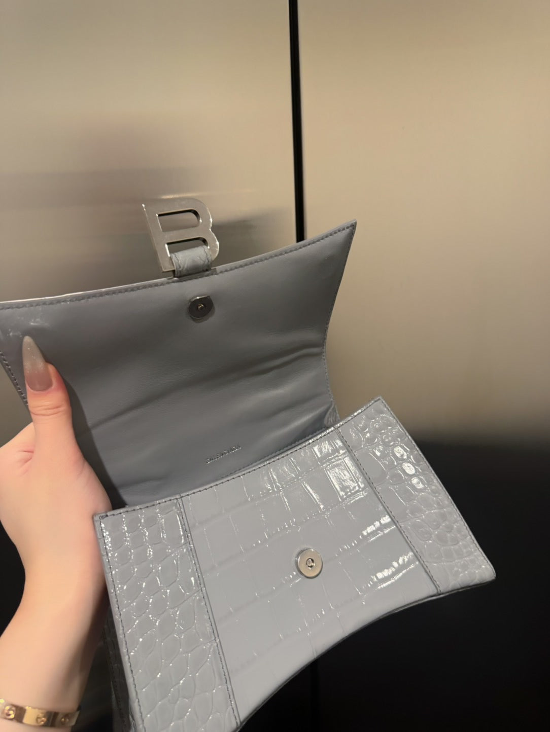 Balenciaga hourglass grey crocodile print