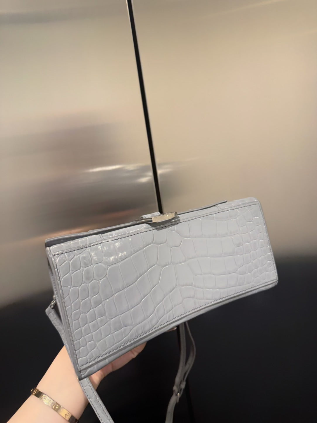 Balenciaga hourglass grey crocodile print
