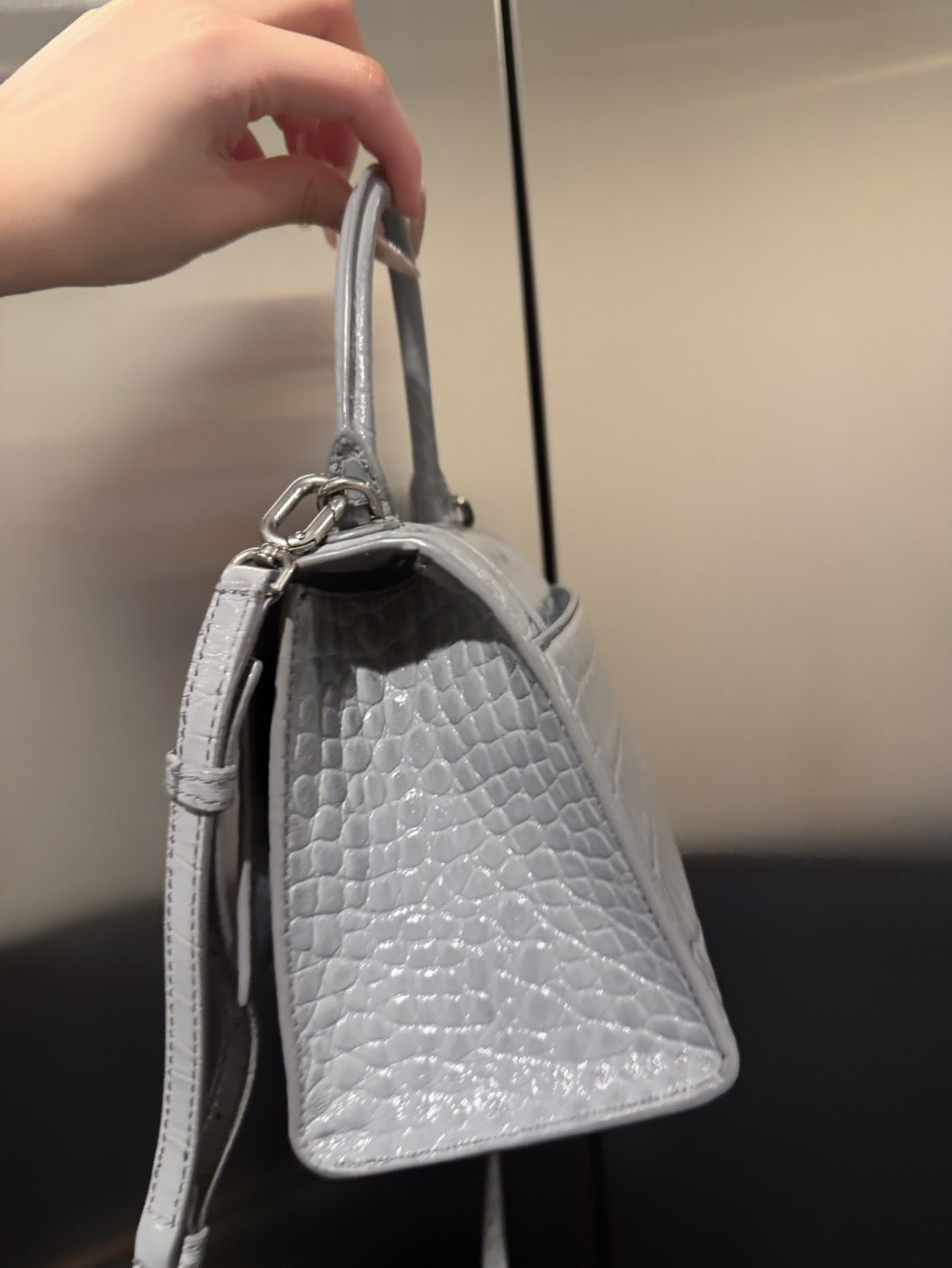 Balenciaga hourglass grey crocodile print