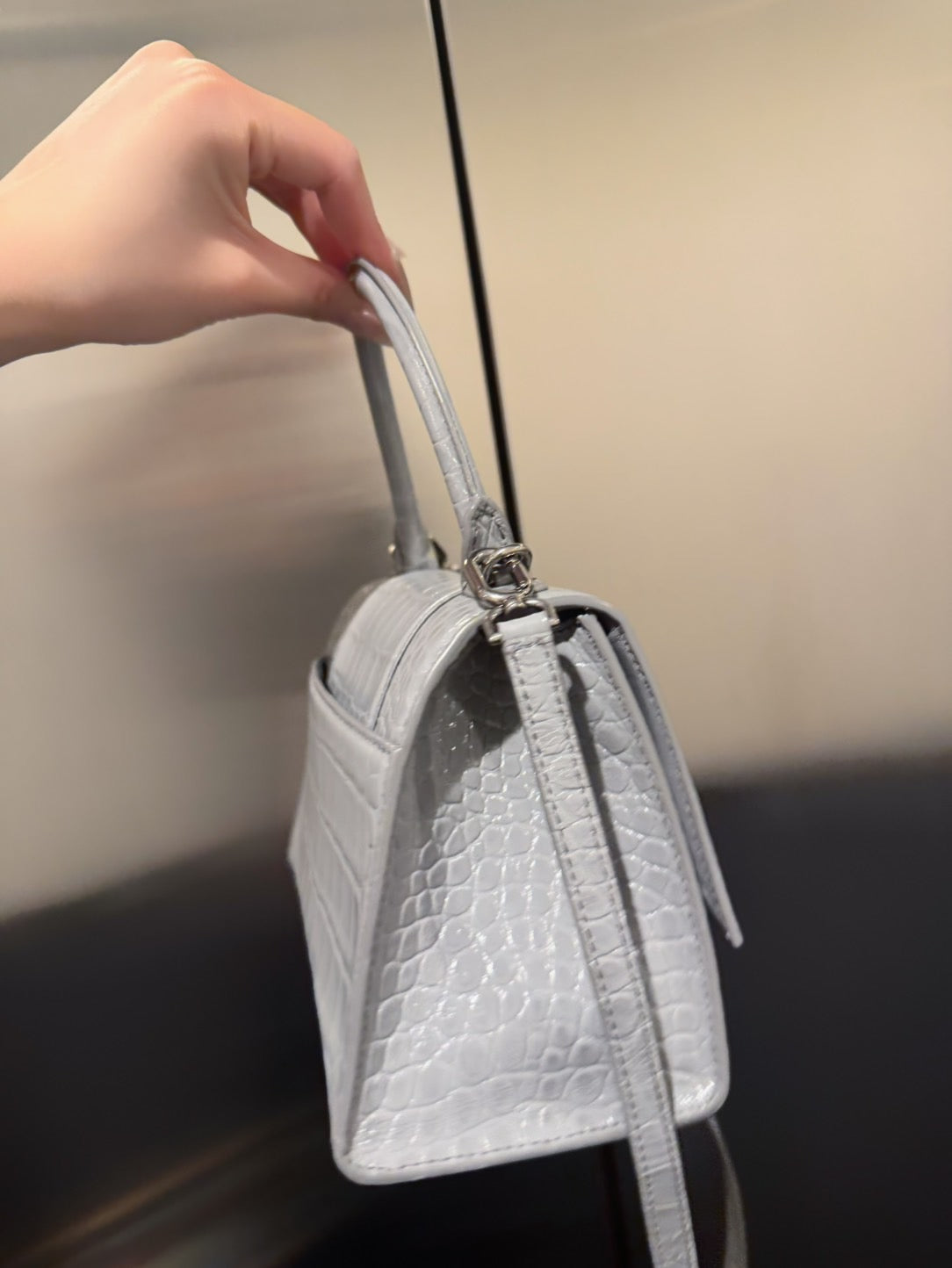 Balenciaga hourglass grey crocodile print