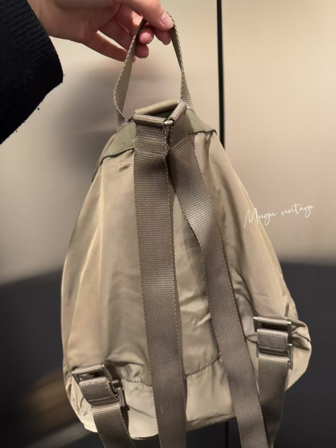Prada ash grey large backpack