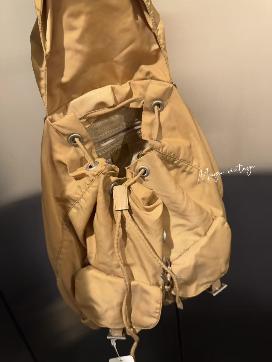 Prada vintage yellow backpack large