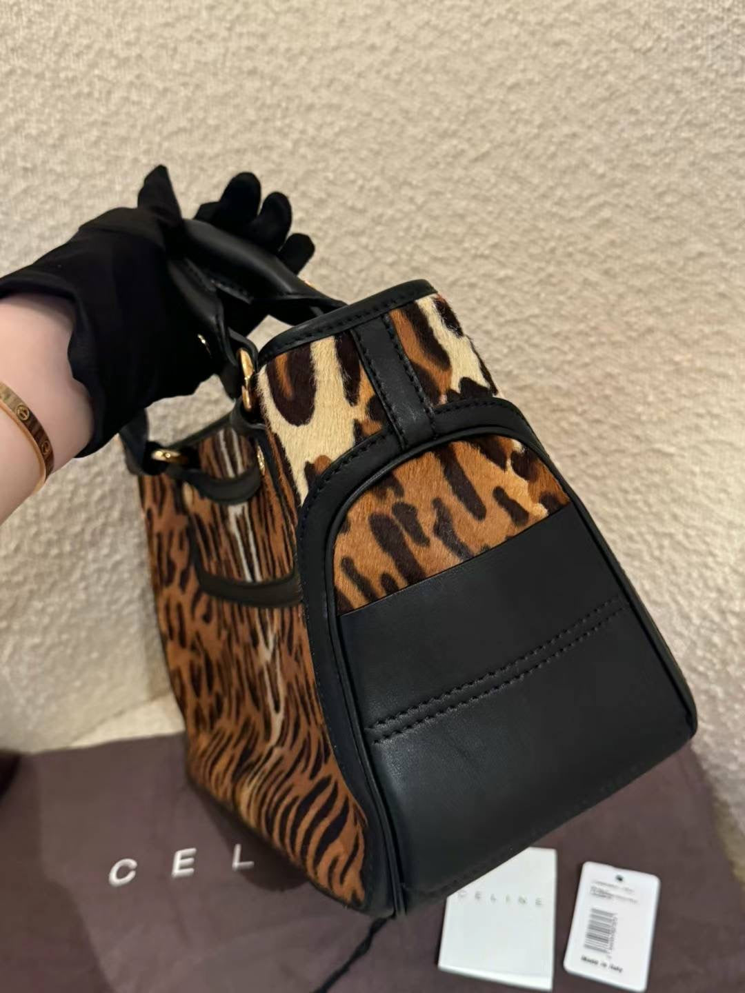 Celine mohair leopard print tote