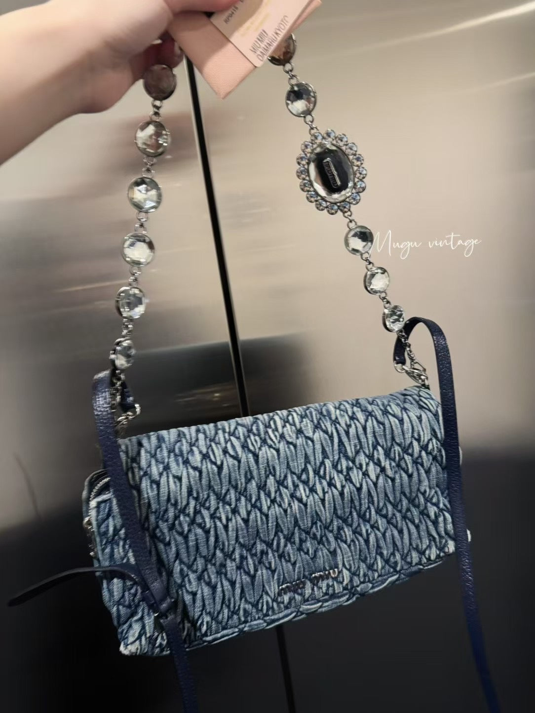 Miu Miu 2005 crystal denim bag