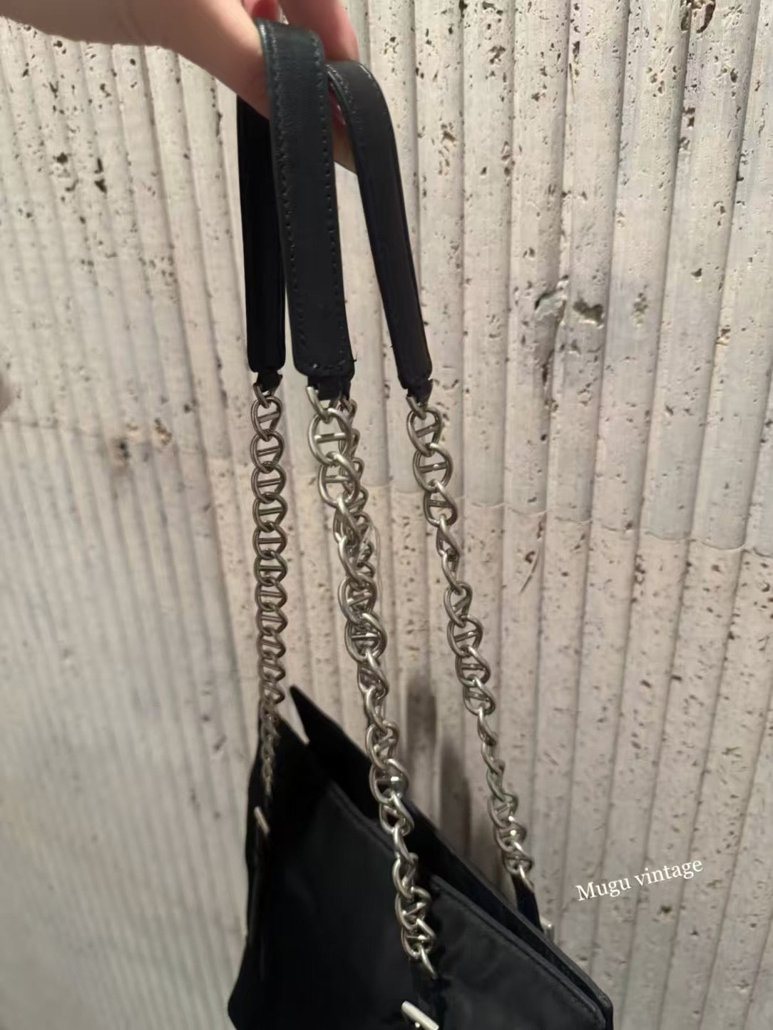 Prada silver chain tote