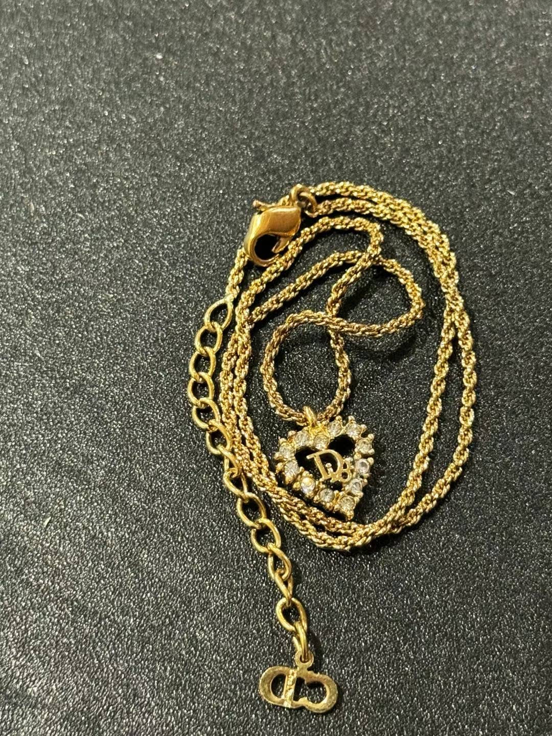Dior golden heart with rhinestone necklace
