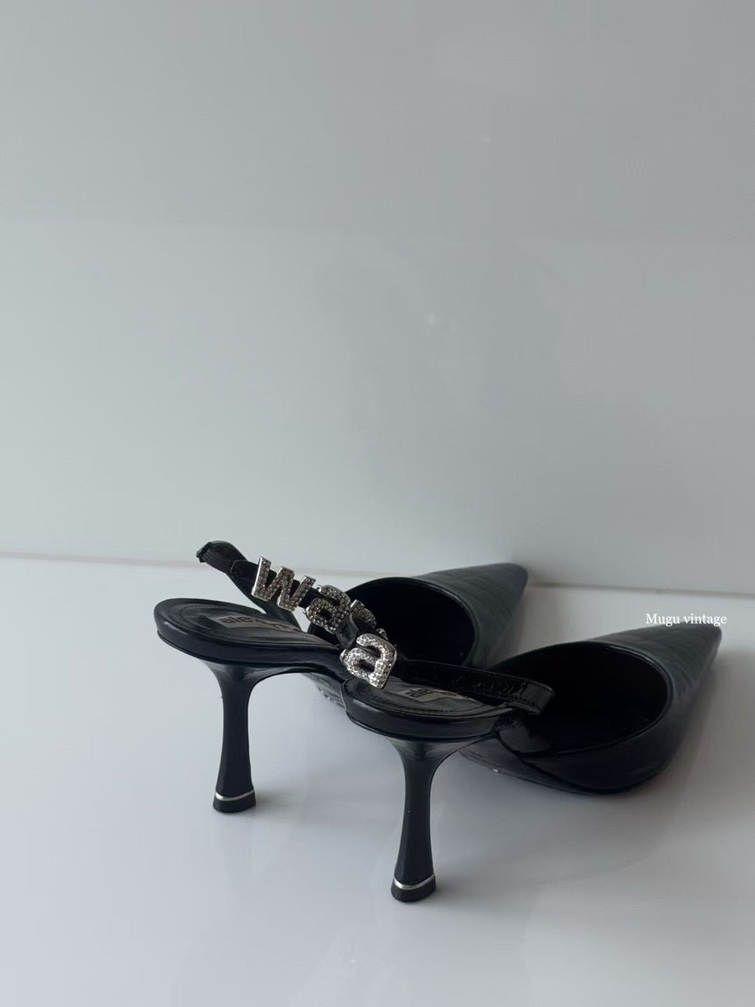Alexander wang croc print rhinestone heel