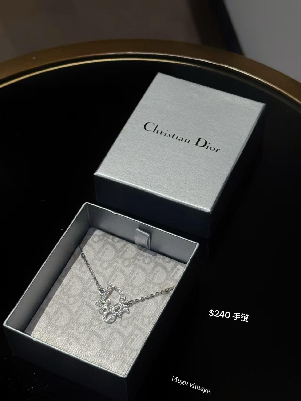 Dior rhinestone logo bracelet