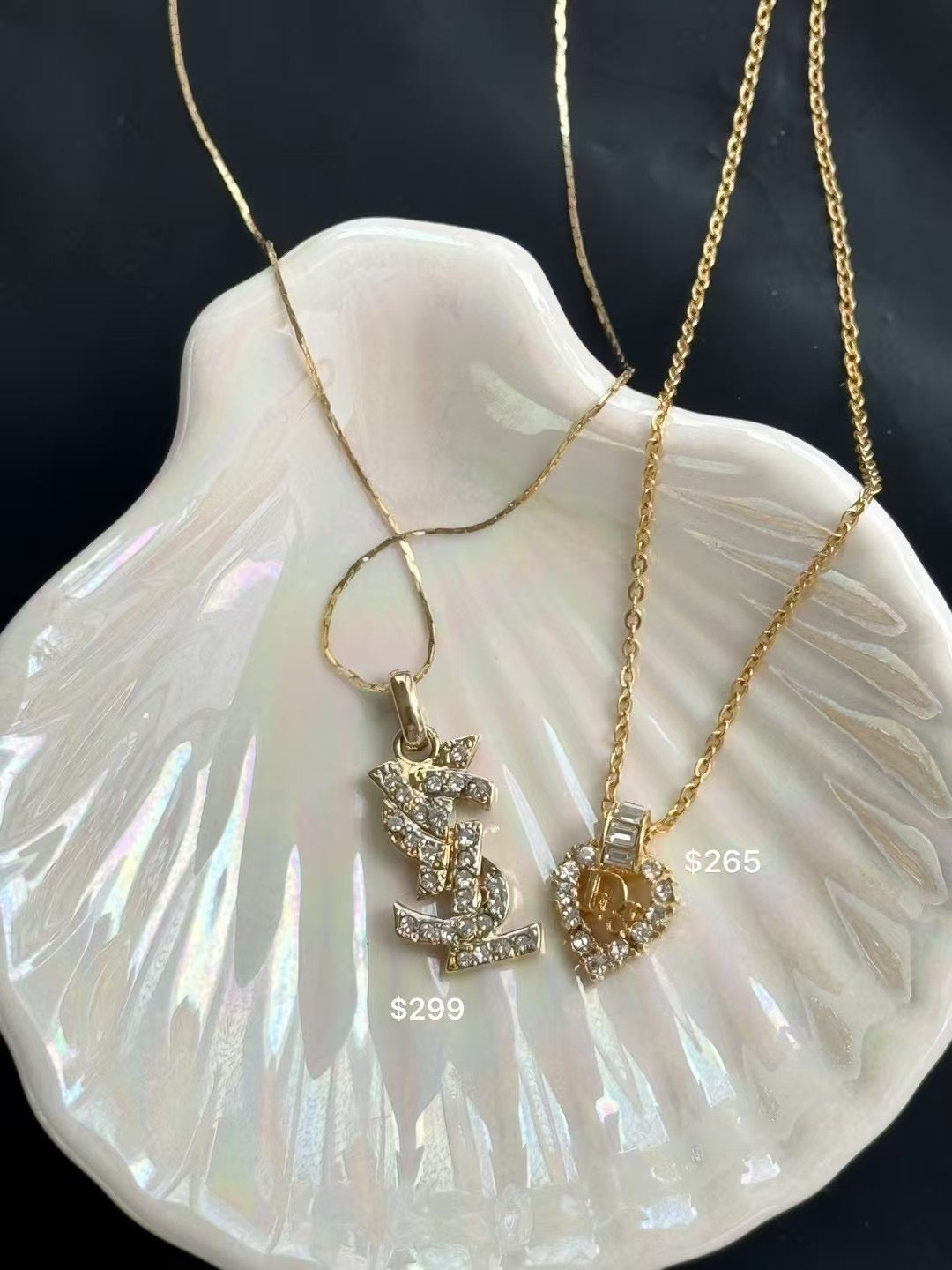 Yves saint Laurent rhinestone golden renaissance necklace