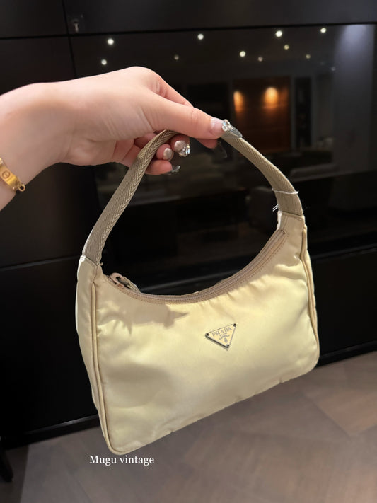 Prada cream yellow vintage hobo