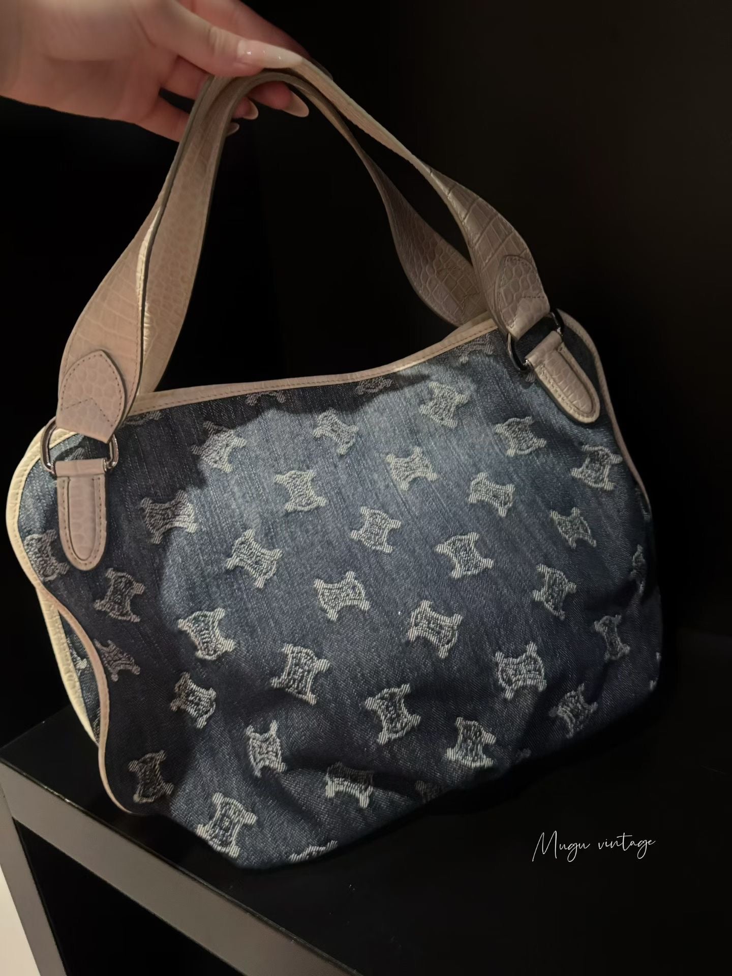 Celine denim white hobo tote bag with original tag 🏷️