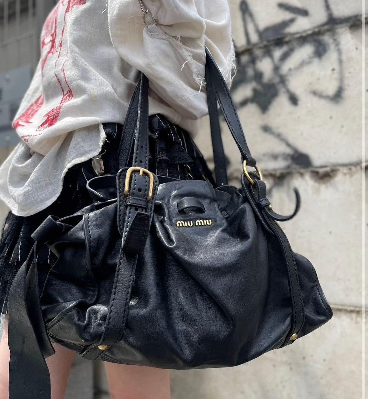 Miu Miu Peggy now leather tote