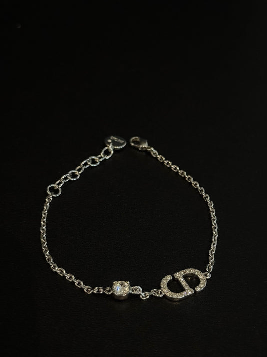 Dior le petite cd bracelet silver rhinestone