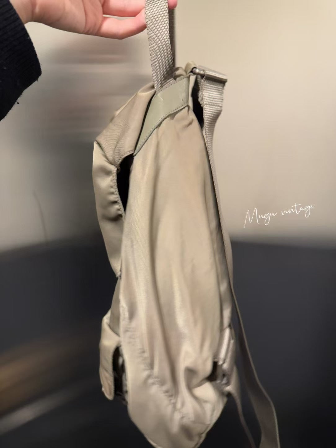 Prada ash grey large backpack