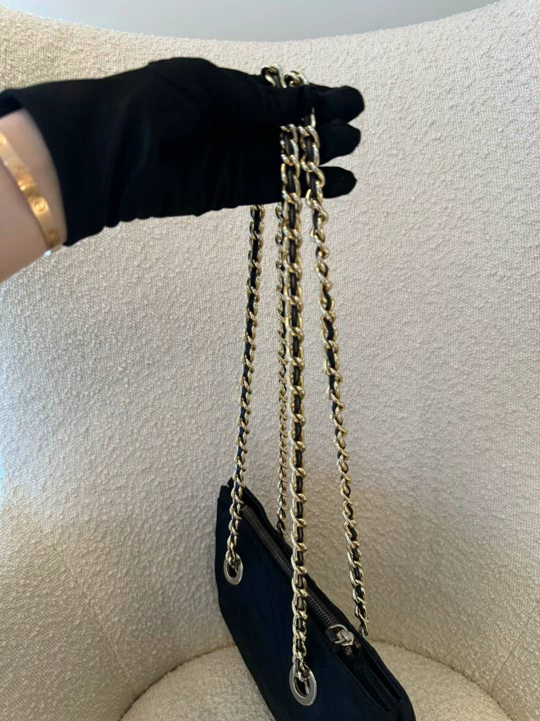 Prada tessuto gold chain tote