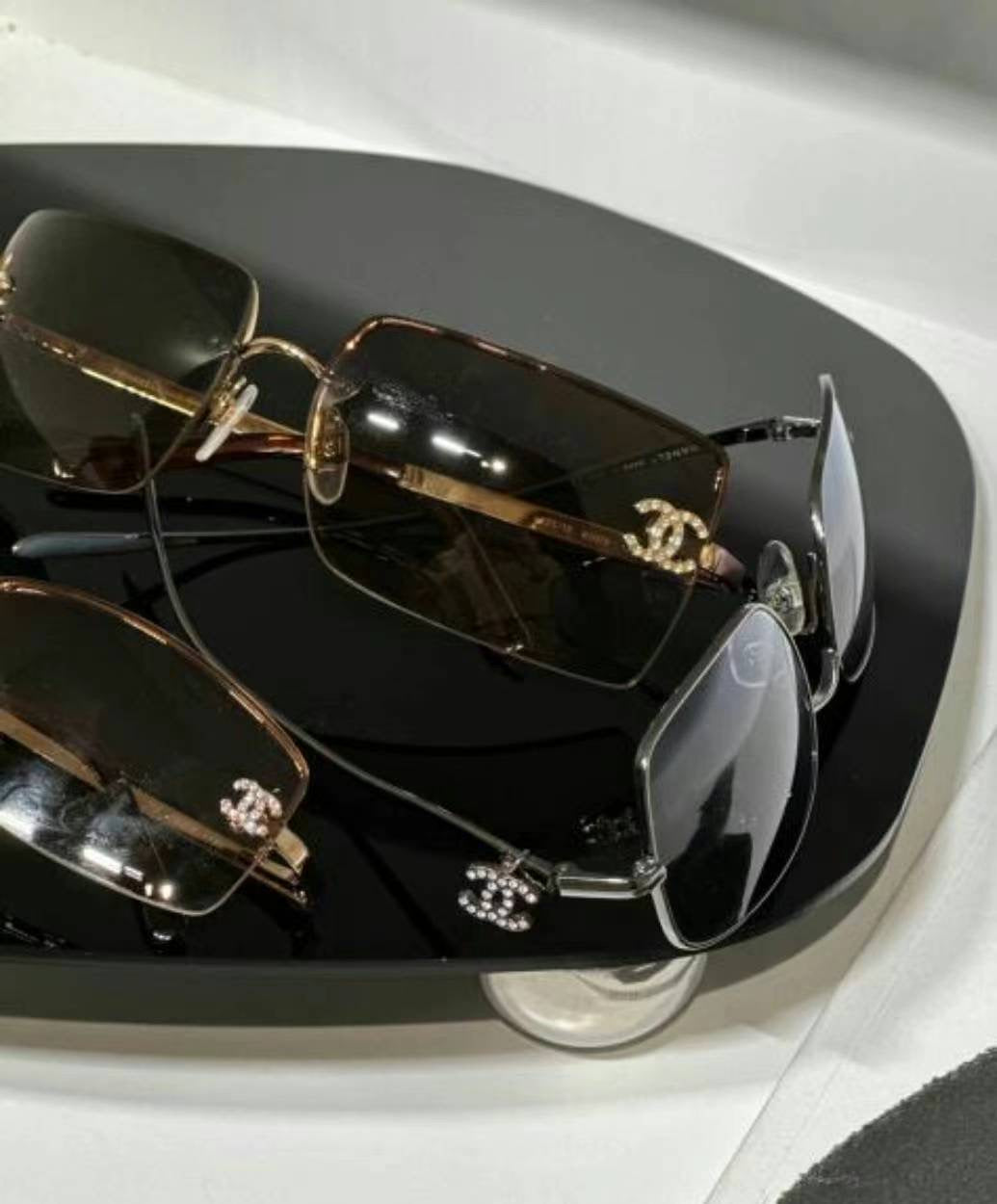 Chanel rhinestone 2000s bronze sunglasses