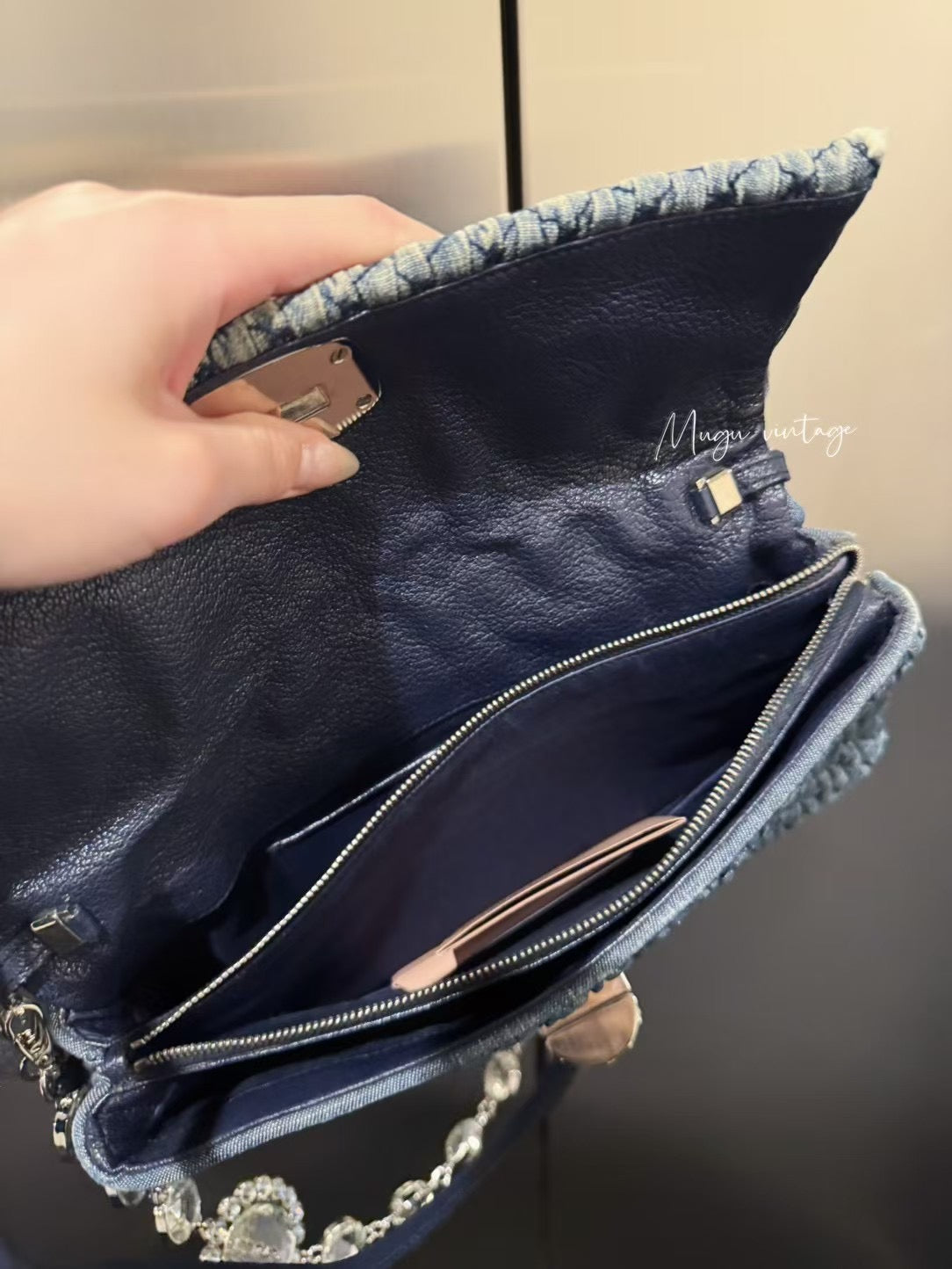 Miu Miu 2005 crystal denim bag