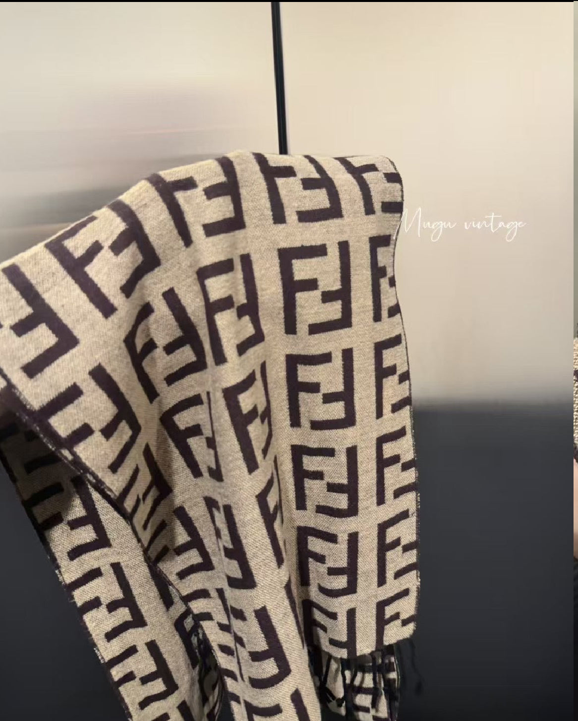 Fendi brown zucca double sided scarf