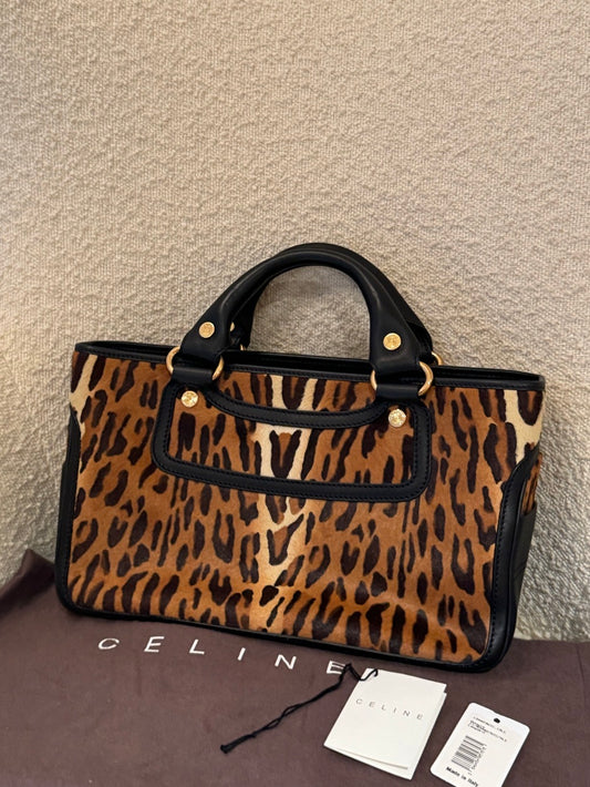 Celine mohair leopard print tote