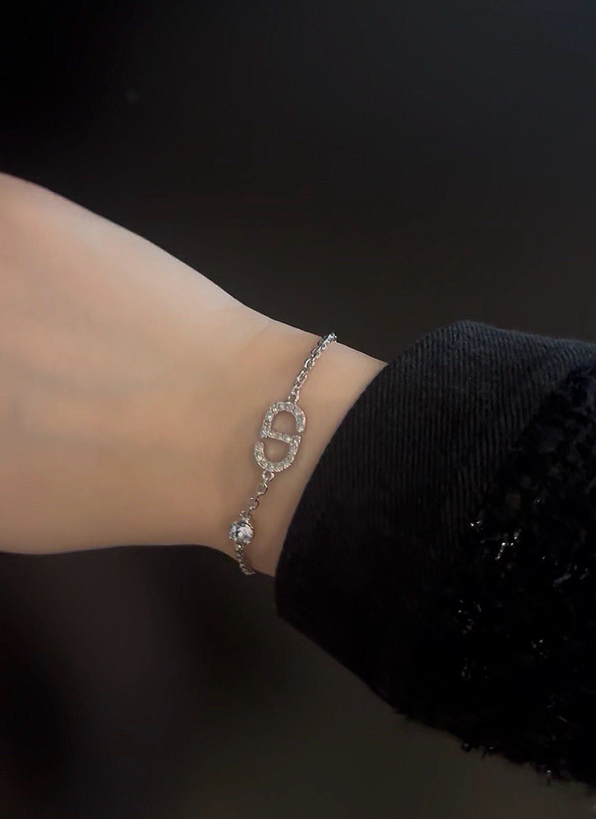 Dior le petite cd bracelet silver rhinestone
