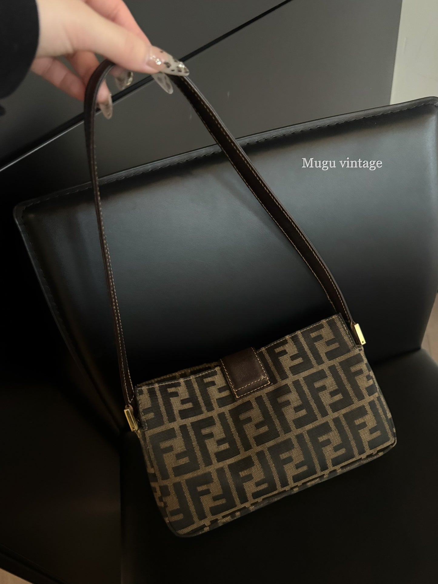 Fendi zucca gold lock baguette