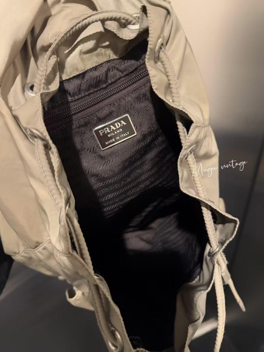 Prada ash grey large backpack