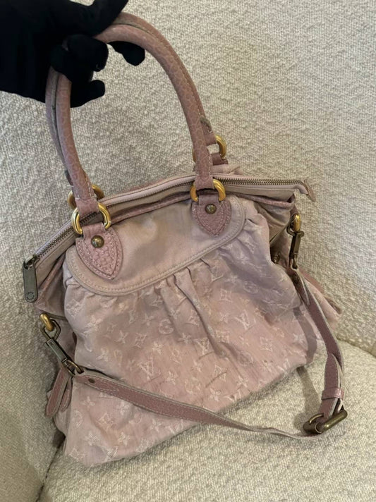 Louis Vuitton pink denim tote bag