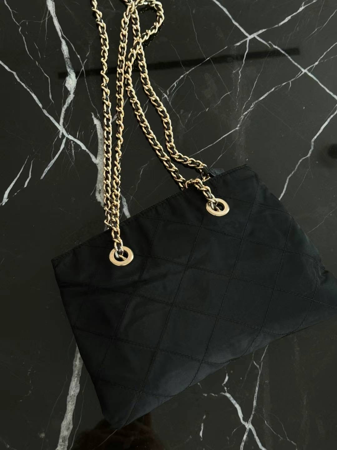 Prada tessuto gold chain