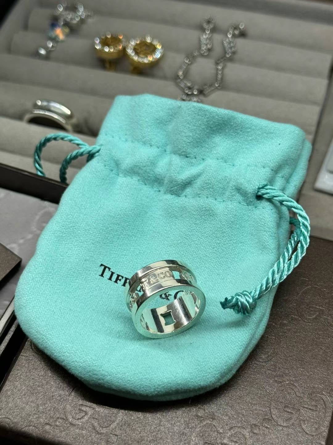 Tiffany& co wide 1837 ring