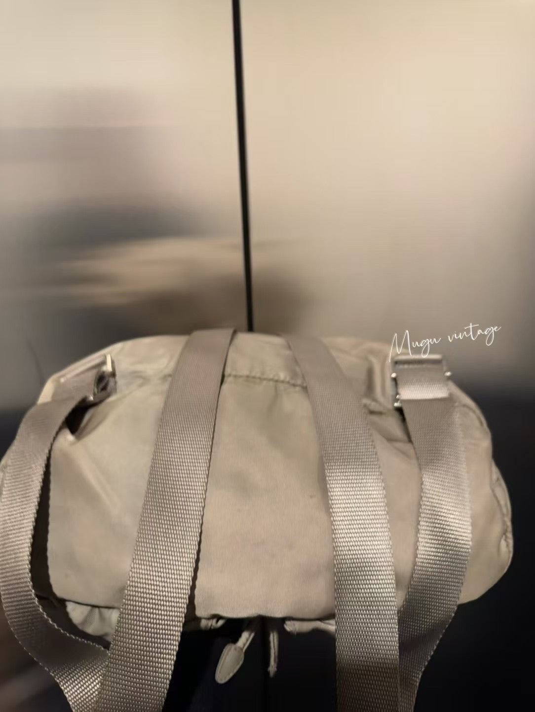 Prada ash grey large backpack