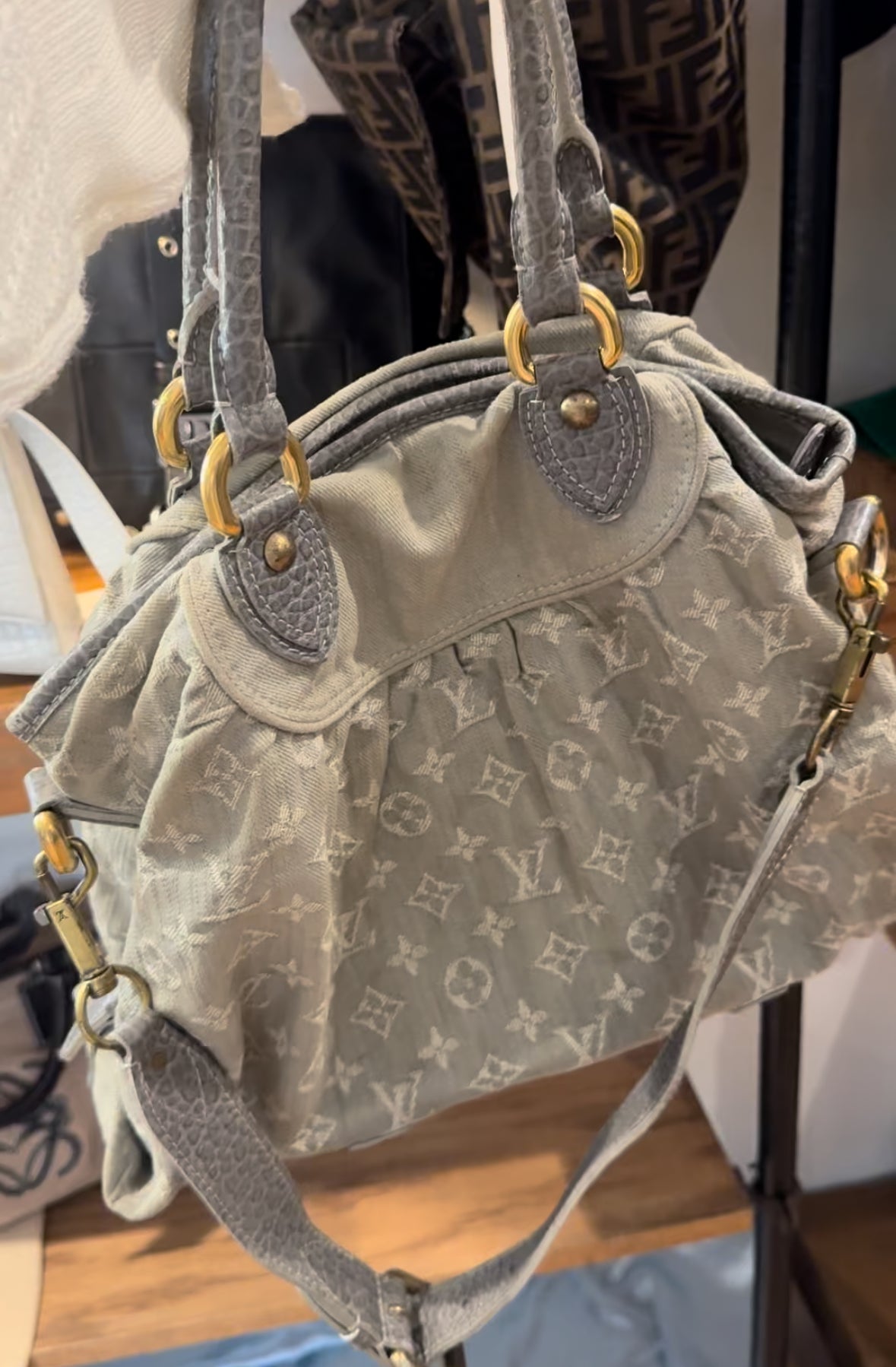 Louis Vuitton grey denim bag