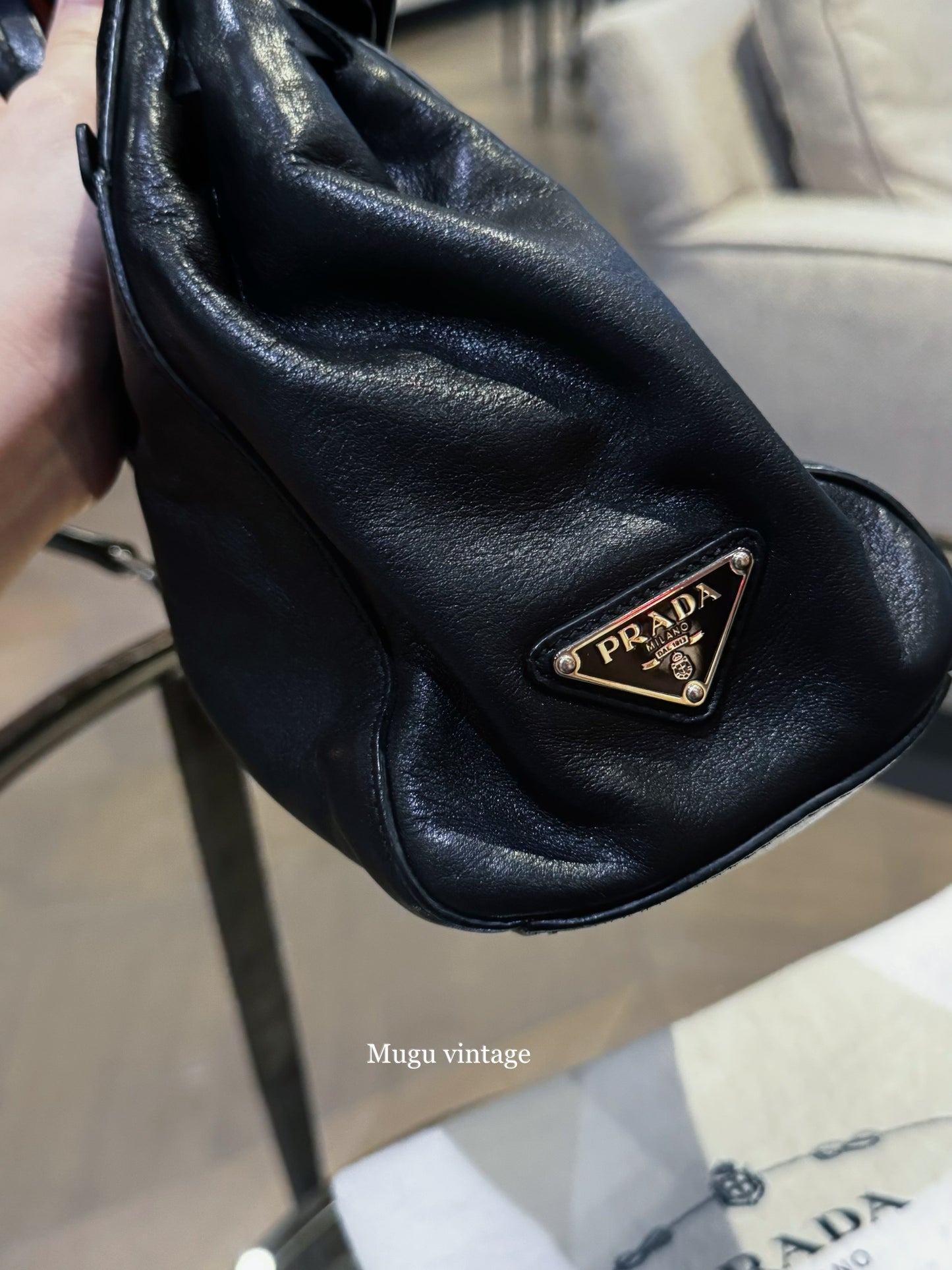 Prada black silver baguette