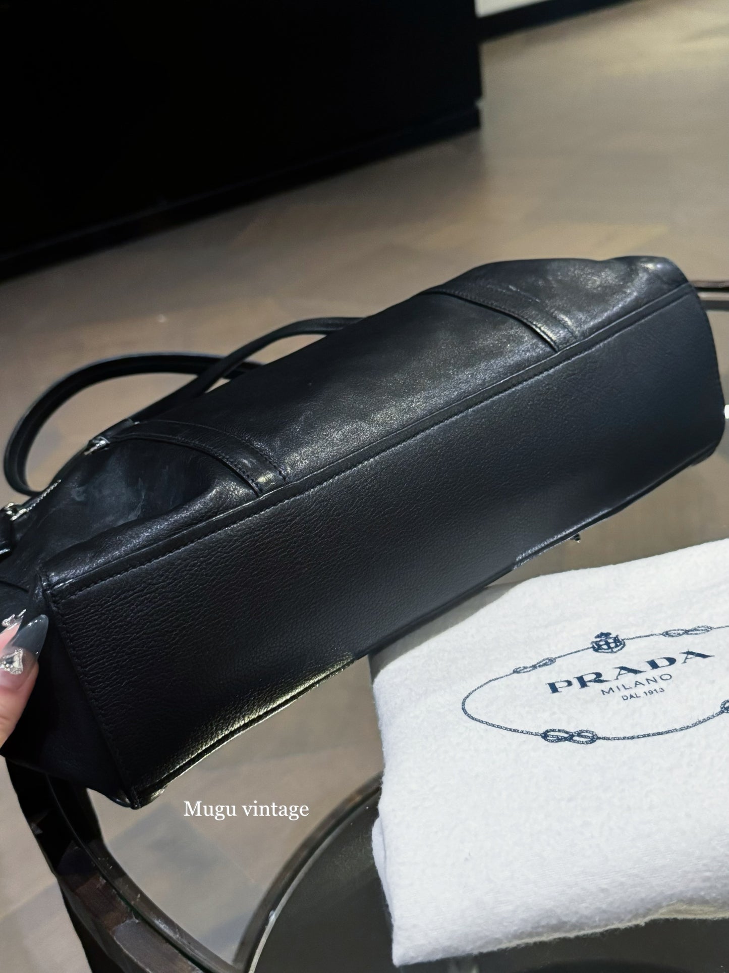 Prada black silver baguette