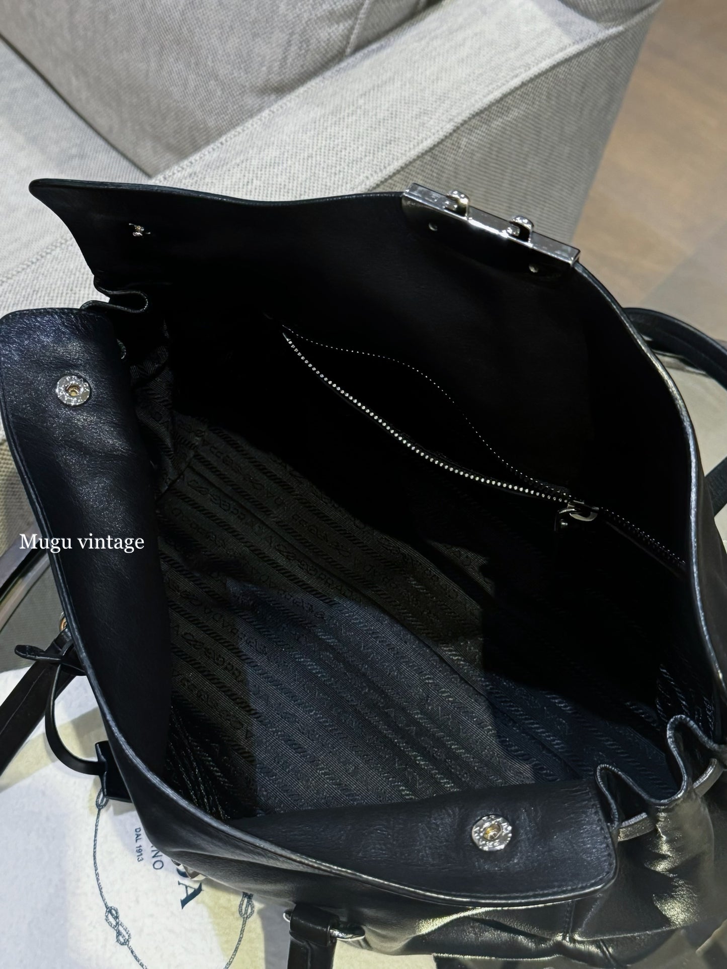 Prada black silver baguette