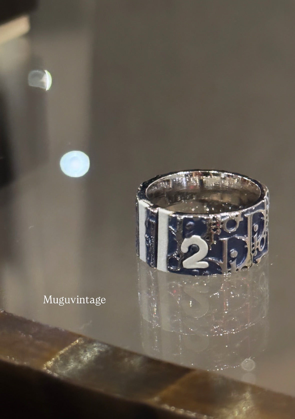 Dior blue monogram ring