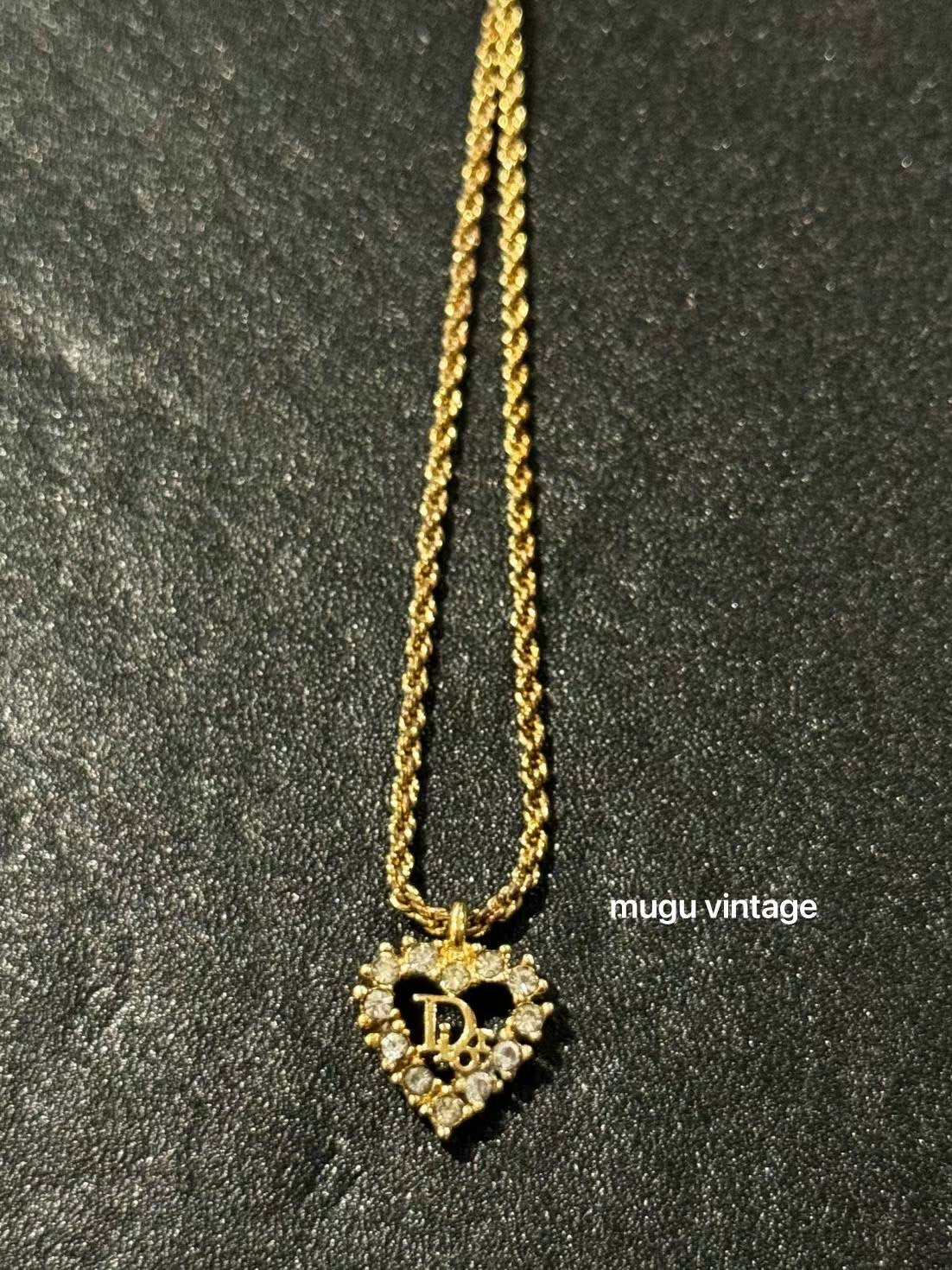 Dior golden heart with rhinestone necklace