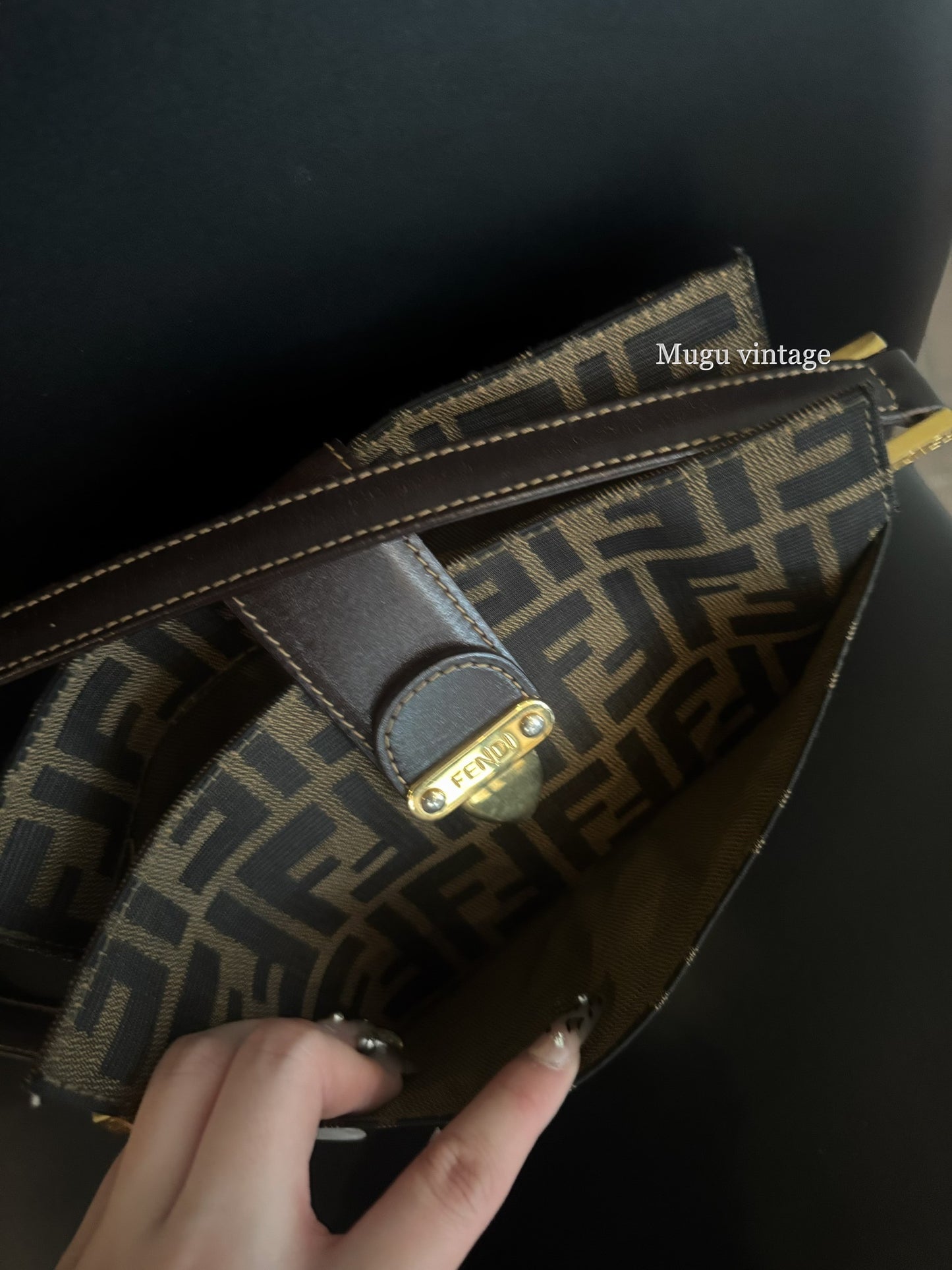 Fendi zucca gold lock baguette
