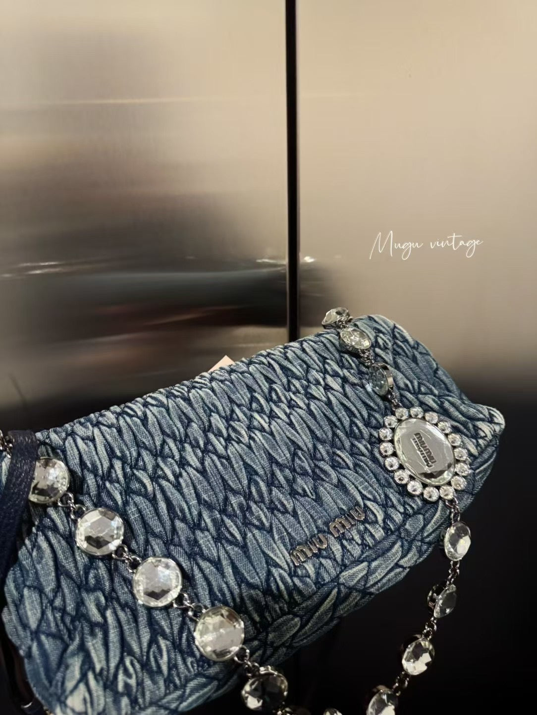 Miu Miu 2005 crystal denim bag